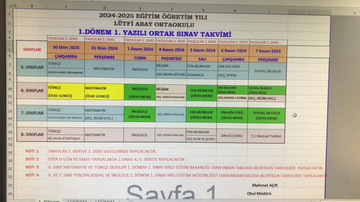 1.ORTAK SINAV TARİHLERİ